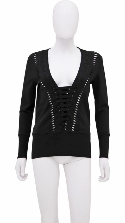 Black Cut-Out Wool Longsleeve