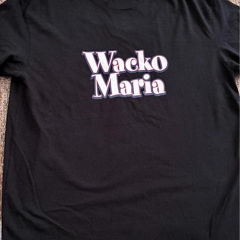 Wacko Maria black t-shirt with white 'Wacko Maria' text graphic #wackomaria #graphic