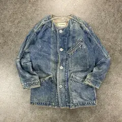 80s 90s Vintage Plantation ISSEY MIYAKE Denim Jacket プランテーション イッセイミヤケ期 ノーカラー デニムジャケット カバーオール ブルゾン USED/ヴィンテージ