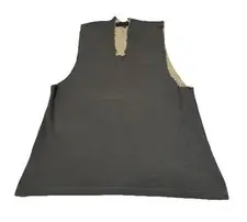 Women’s Large Dirk Schonberger Cut Up Tank Top Tee T-Shirt Designer Charcoal