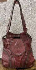 Antonio Berardi Red Leather Purse Shoulder Bucket Bag Zip Closure