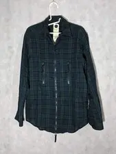Yohji Yamamoto Coming Soon Light Flannel Plaid Zip Jacket Shirt XS