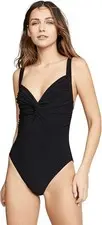 Norma Kamali Sweetheart Neck Twist Mio One Piece Swimsuit Black Women's S