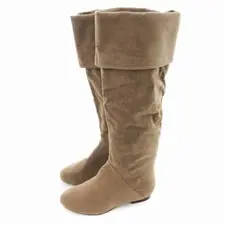 ATSURO TAYAMA Long Boots Faux Suede Round Toe Heels M 23cm (9.06 in) Brown Used