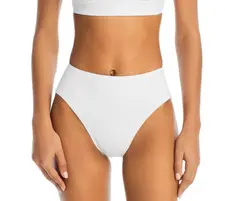 Norma Kamali High Waist High Leg Bikini Swim Bottoms White Women's S