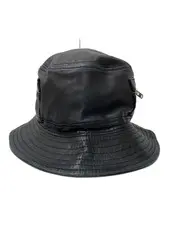 Alessandro dellAcqua Bucket Hat -- Leather BLK Solid Color Ladies