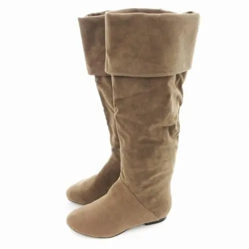 ATSURO TAYAMA Long Boots Faux Suede Round Toe Heels M 23cm (9.06 in) Brown Used