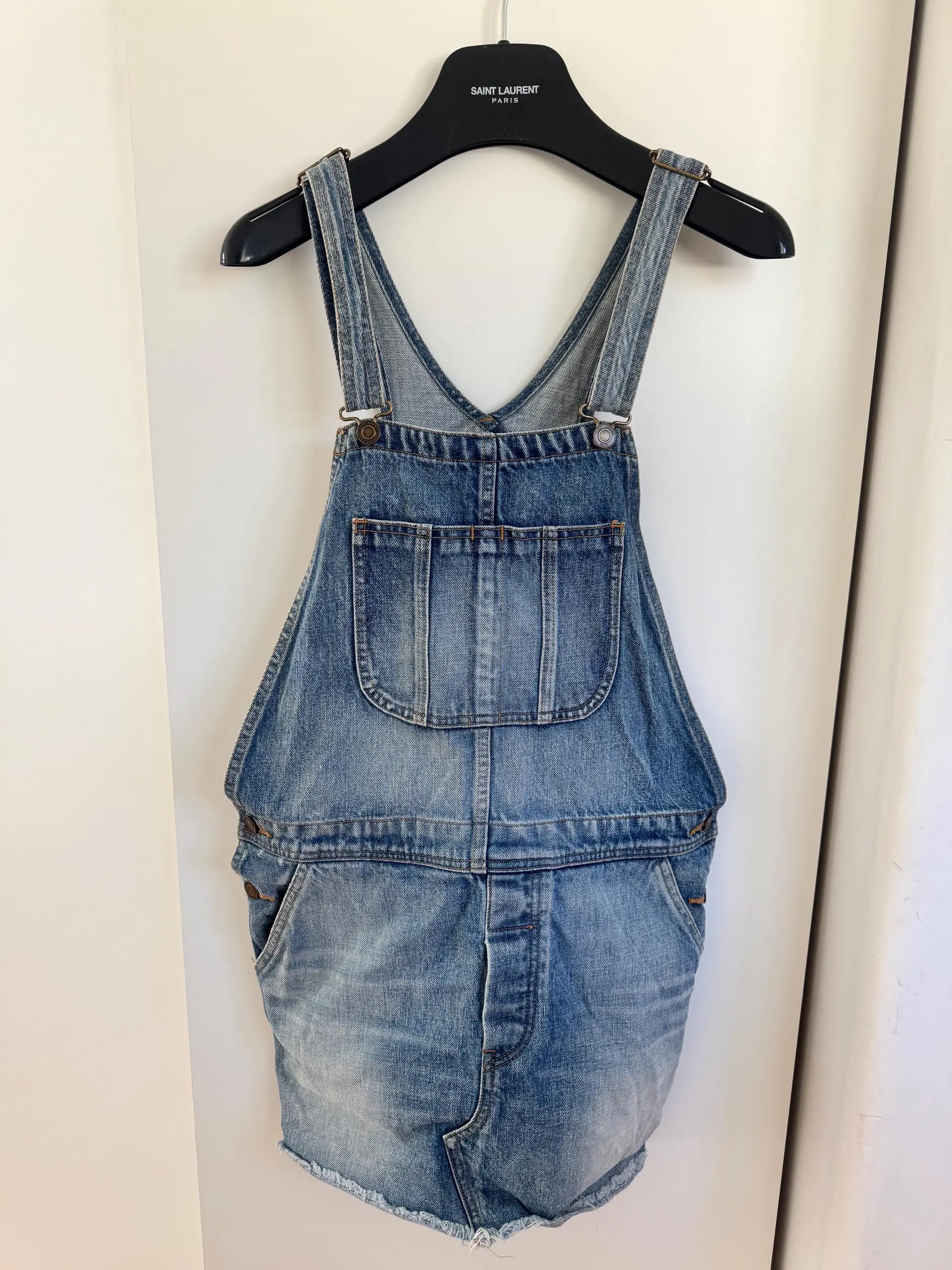 Saint Laurent short cotton denim overalls size 29 made in Japan, Yves Saint Laurent, Saint Laurent denim Overalls
