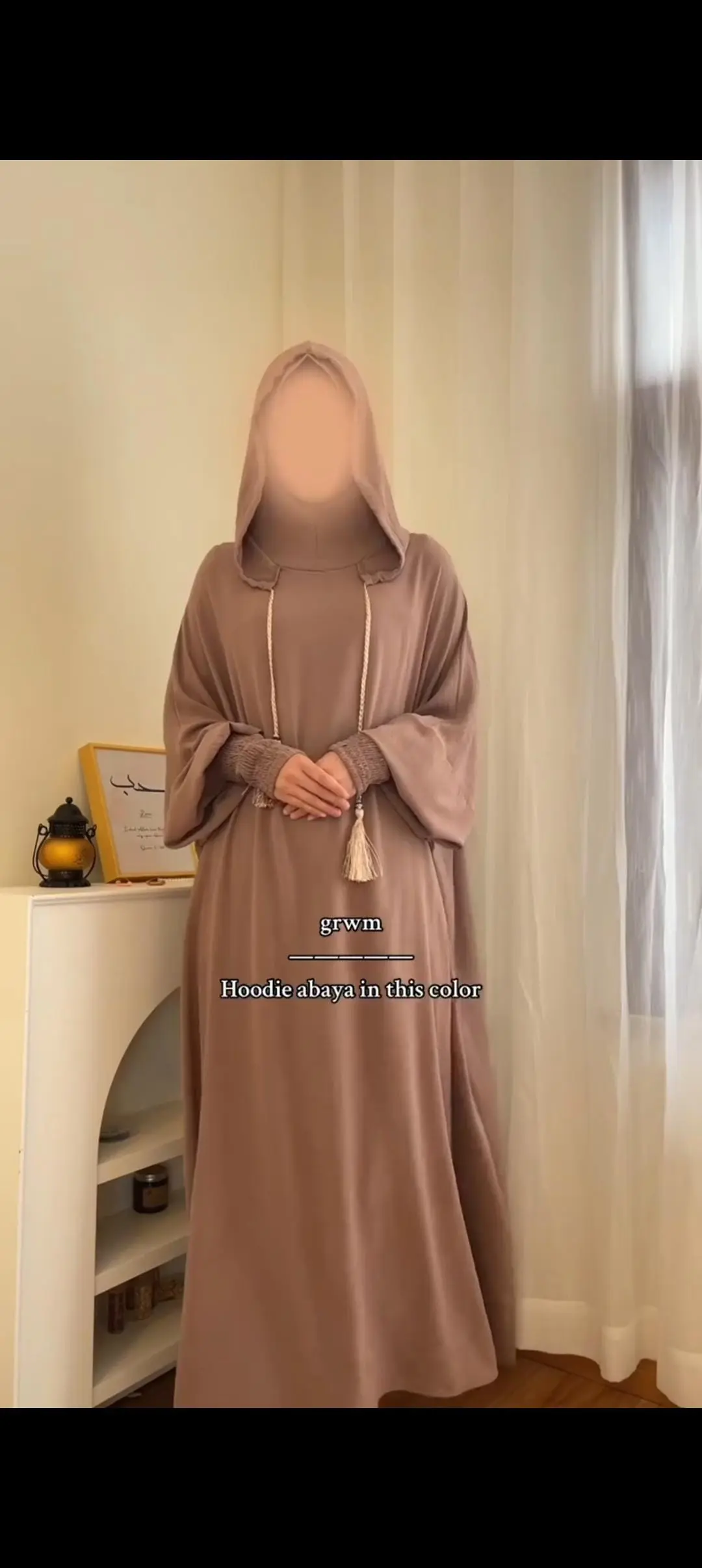 Sporty Hoodie Abaya – Prada Fabric, Attached Cap, Travel Casual Wear