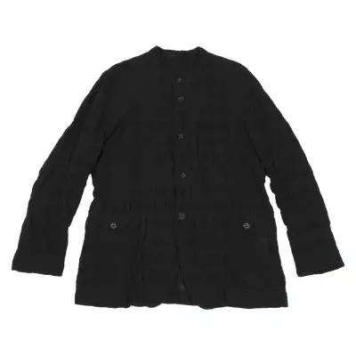 ISSEY MIYAKE MEN Dyed Linen Cotton Check Jacket Black 2