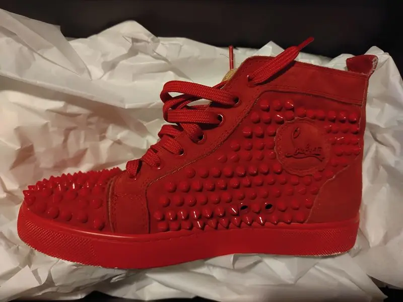 Christian Louboutin  Lou Spike High Top Sneakers  czerwone 38