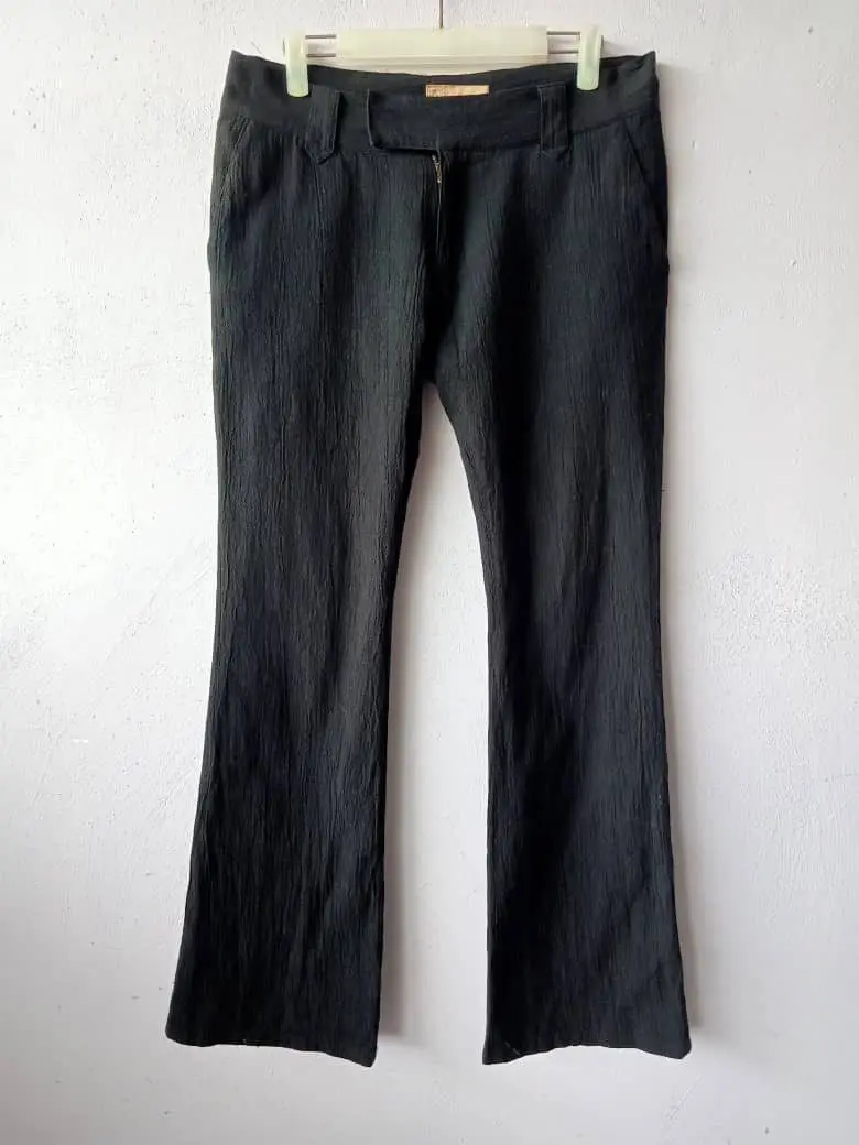 Back Bone Wrinckle Lowrise Flare Pants