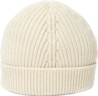 Maison Margiela 4 Stitch White Creme Wool Ribbed Beanie Hat