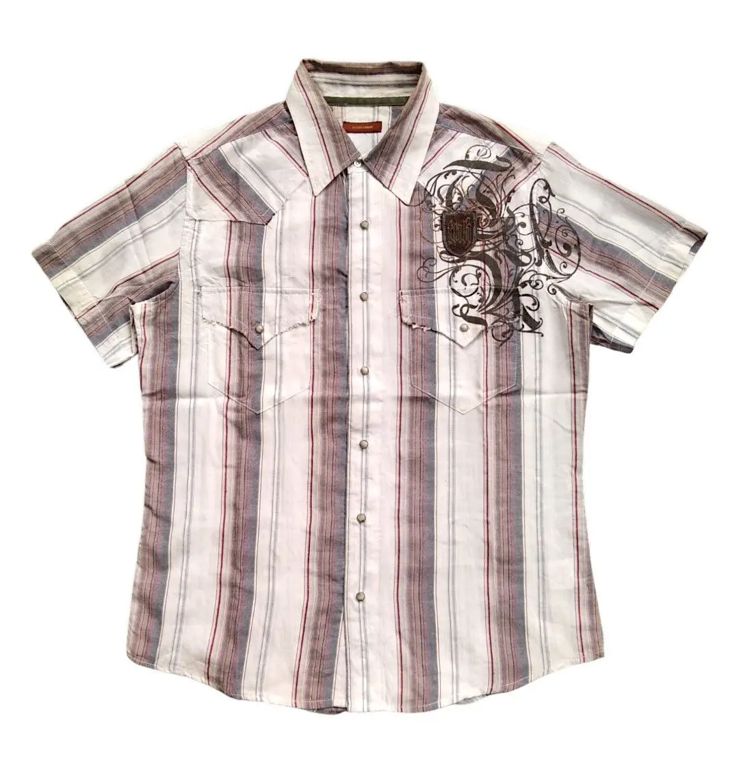 VTG 291295=homme shirt patches painter pearl snap button