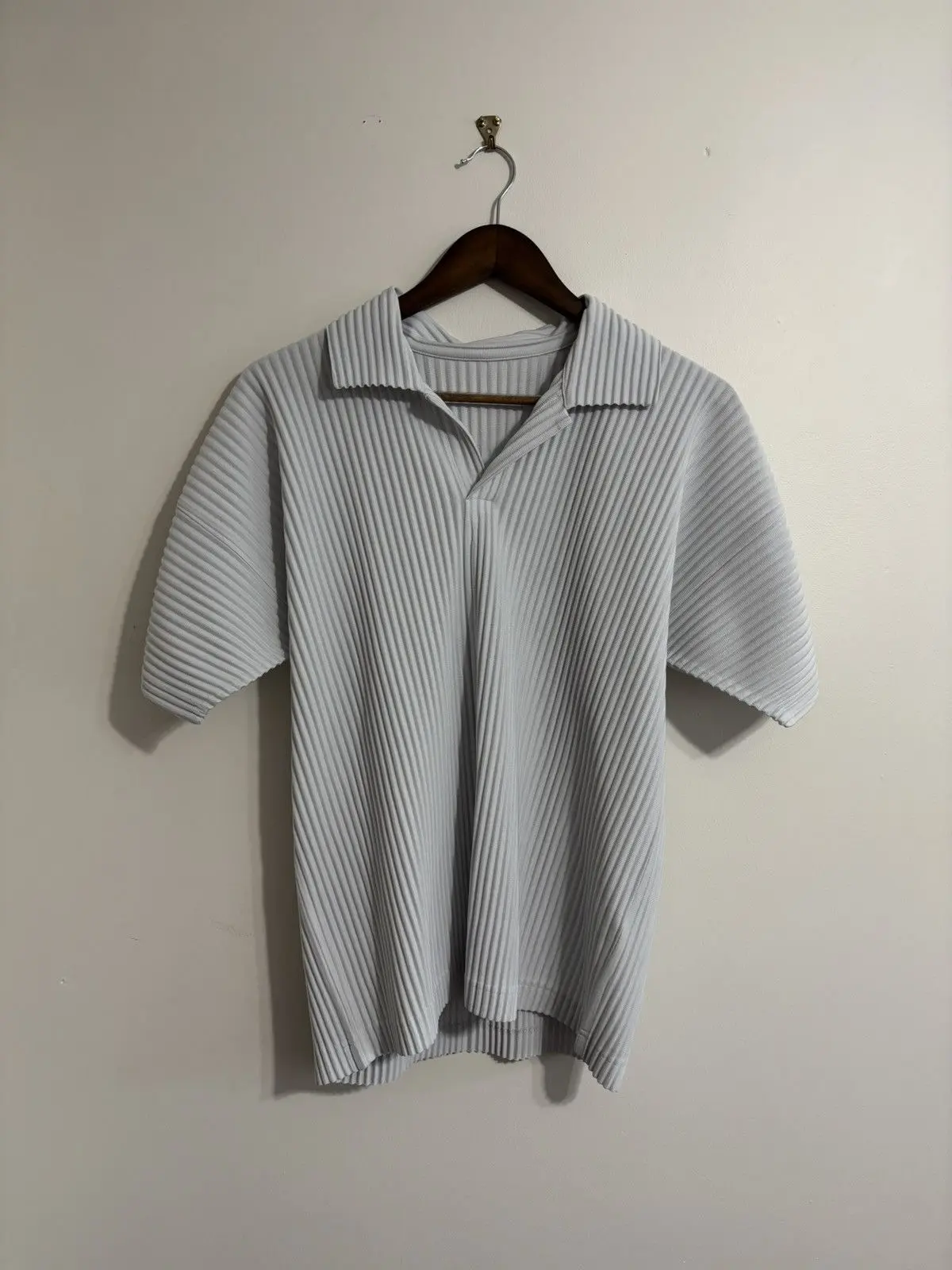Pleated Polo Shirt (Grey)