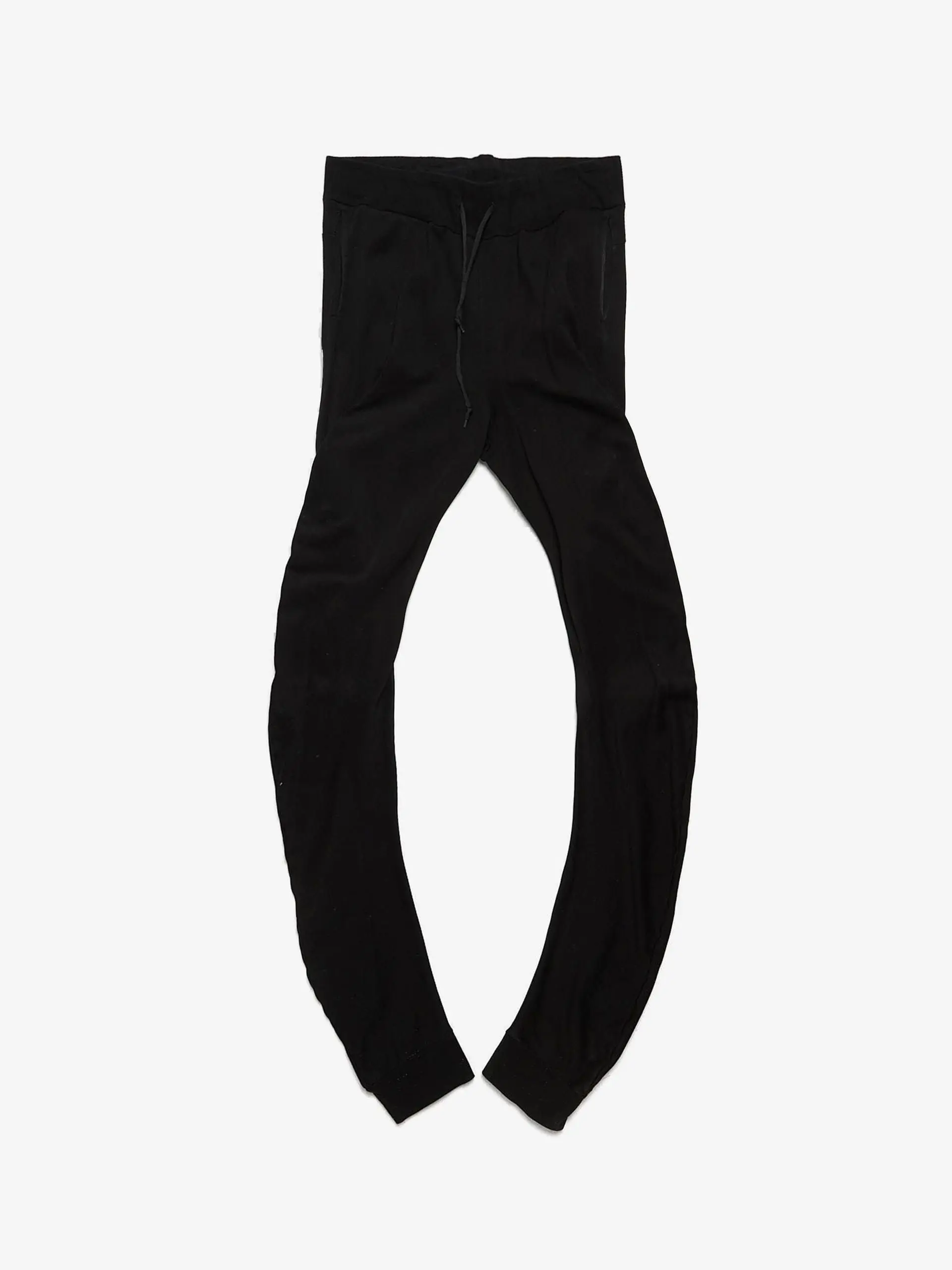 Black Curved Hem Long Cotton Pants