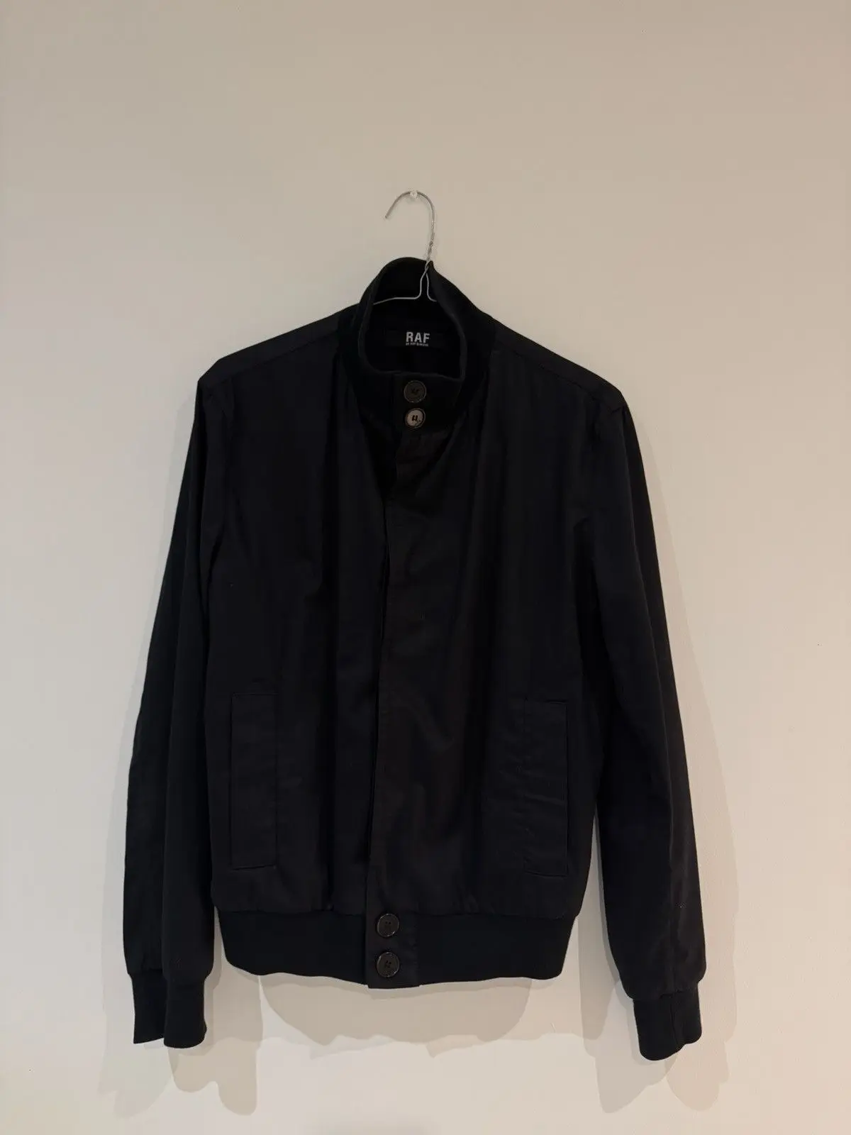 RAF by Raf Simmons Cropped Button Bomber Jacket