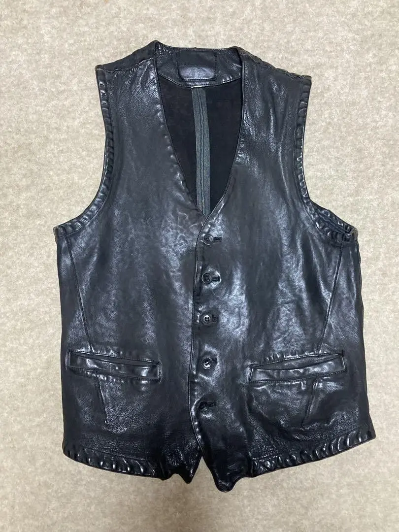 BACKLASH Black German Calfskin Leather Vest M