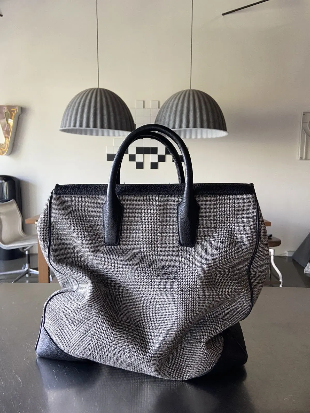 Brioni Leather & Wool Travel Bag