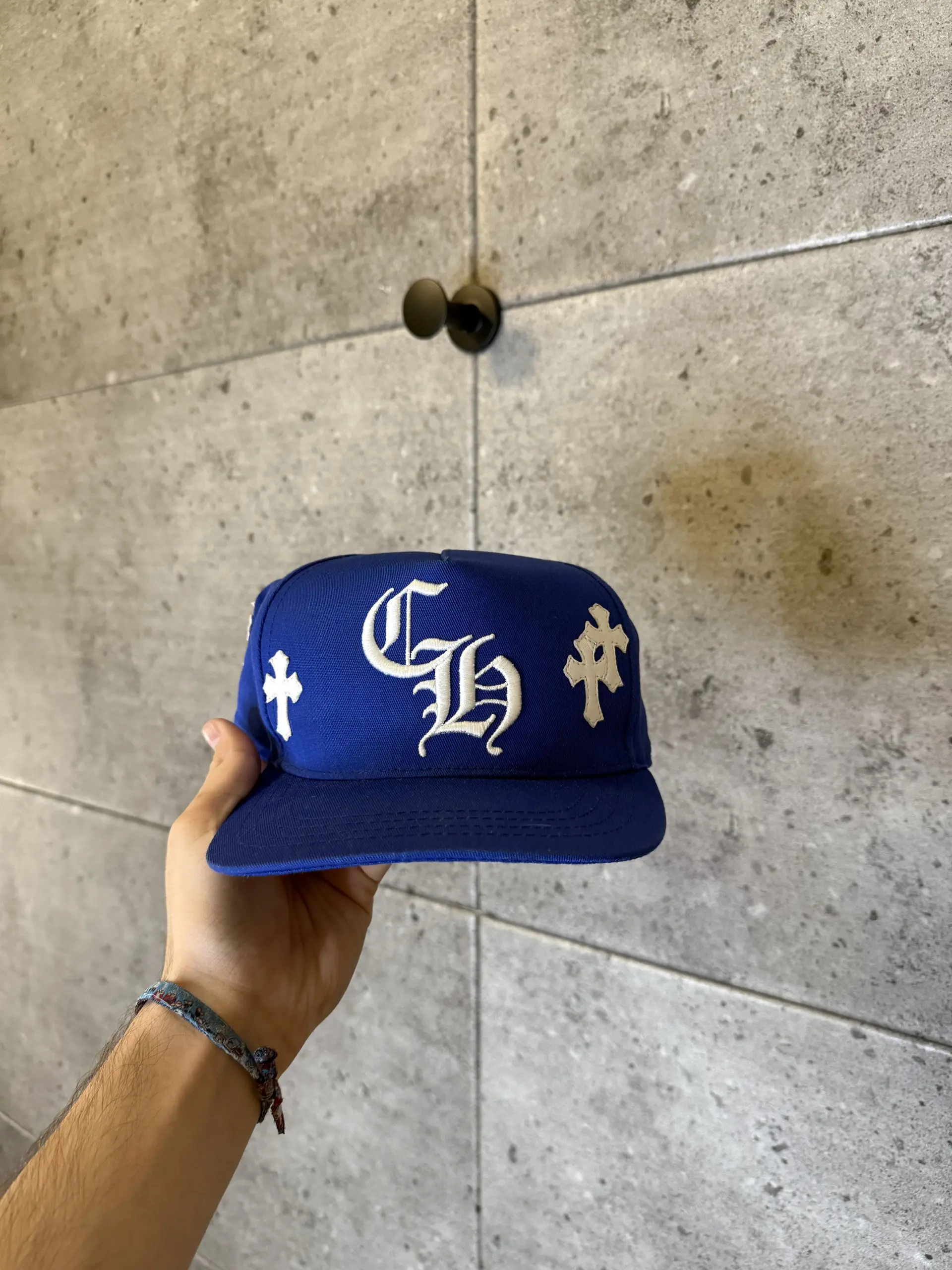 Chrome hearts ch leather cross patch hat