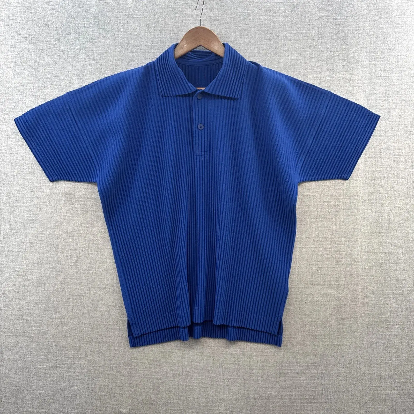 Basics Pleated Polo Shirt 2 Royal Blue Short Sleeve