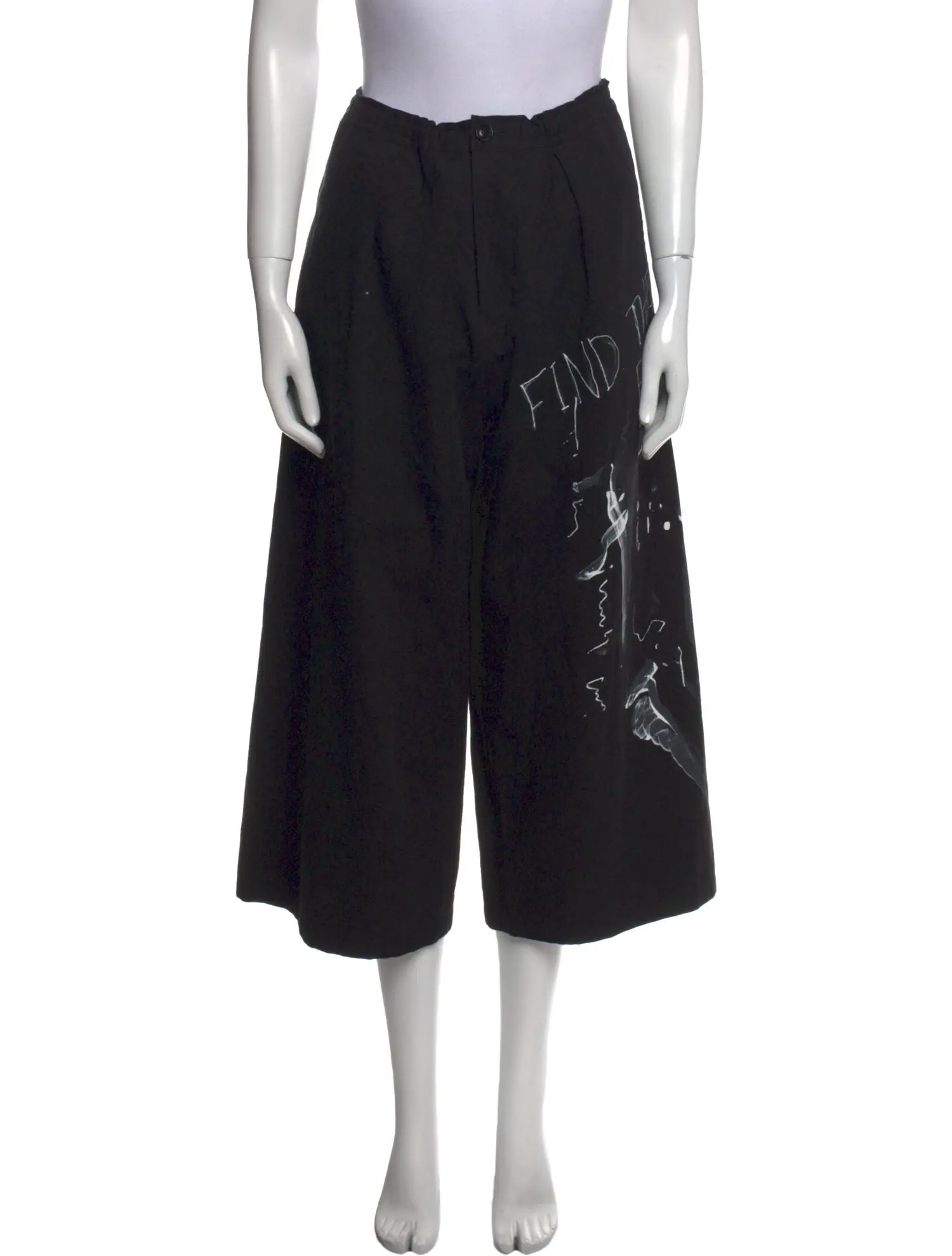 Ys by Yohji Yamamoto Graphic Print Wide Leg Pants