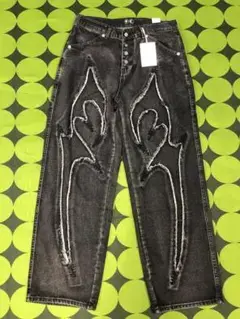 THUG CLUB Tribal Denim Pants BLACK"