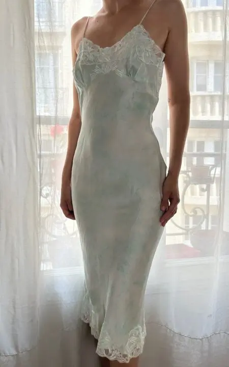 Vintage Pure Silk Mint Slip Dress